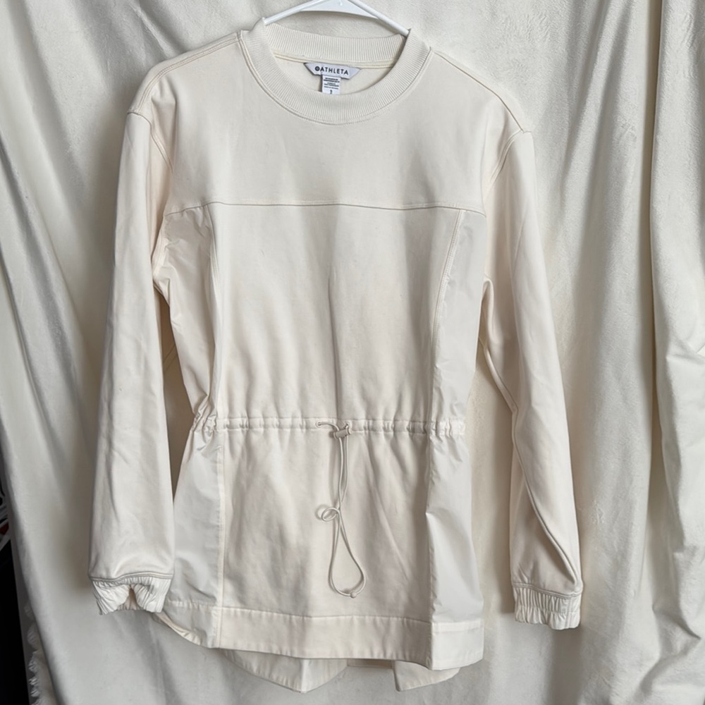 ATHLETA Cream Long Sleeve top/pullover with Drawstring